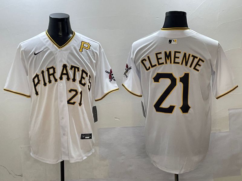 Men Pittsburgh Pirates #21 Clemente White Game 2025 Nike MLB Jersey style 2